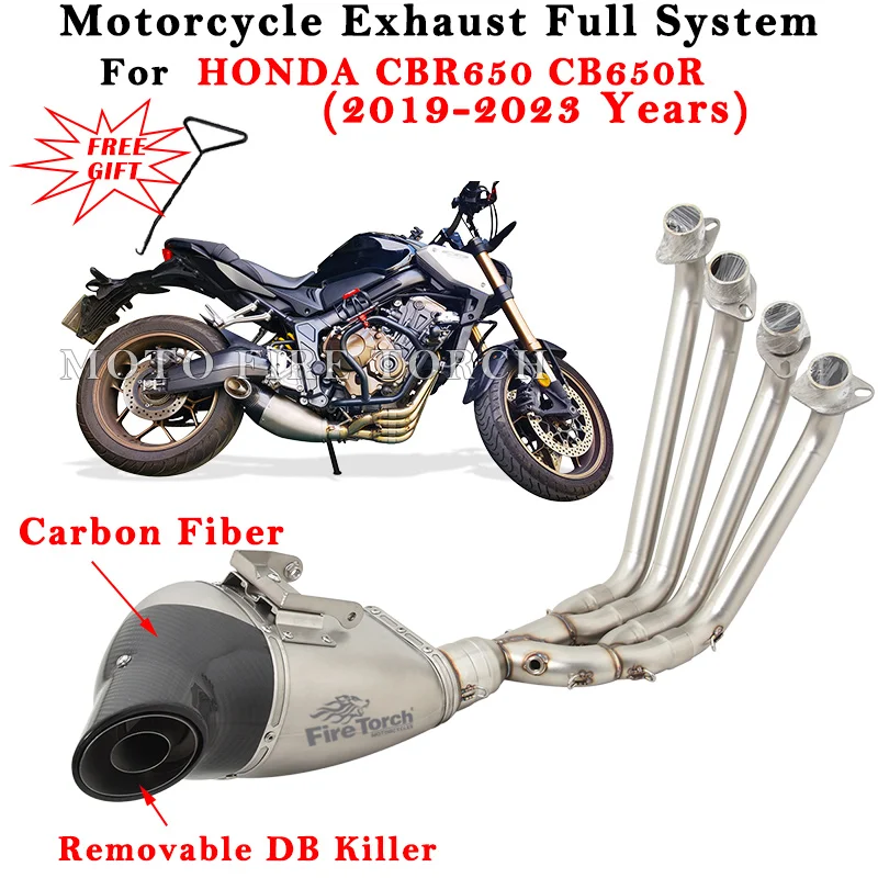 

For CB650R CBR650R CB CBR 650R 650 2019 - 2023 Motorcycle Exhaust Escape Modified Full System Muffler Front Link Pipe DB Killer