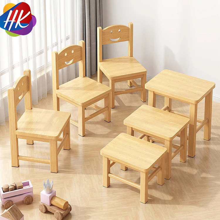 Single Preschool Kids Dining Chair Durable Child Wooden Chairs For Study kids wooden chair