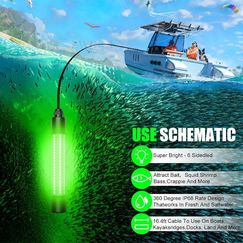 For Makita Fishing Light 18V Battery LED Lure Fish Finder Lamp Ip68 126 ...