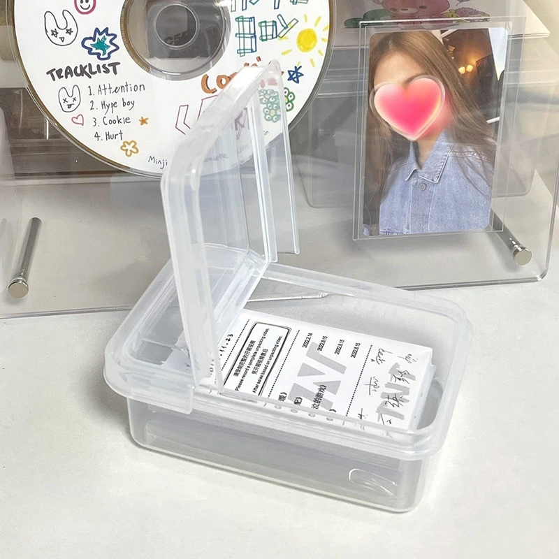 투명 플라스틱 보관함, 소형 카드 포토카드 보관함, 책상 정리함 분류 상자, 문구, 3 인치