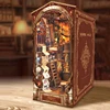 DIY Book Nook Wooden Miniature Model Kit Magic Night Lane Bookend Assembled 3D Puzzle Light Bookshelf Home Decor Friends Gifts 5