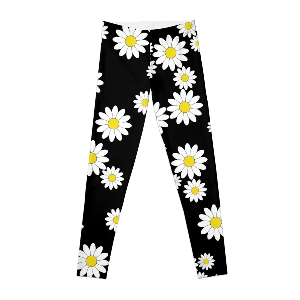 

Cute black daisy print - floral print Leggings Sports pants woman Women's trousers Womens Leggings