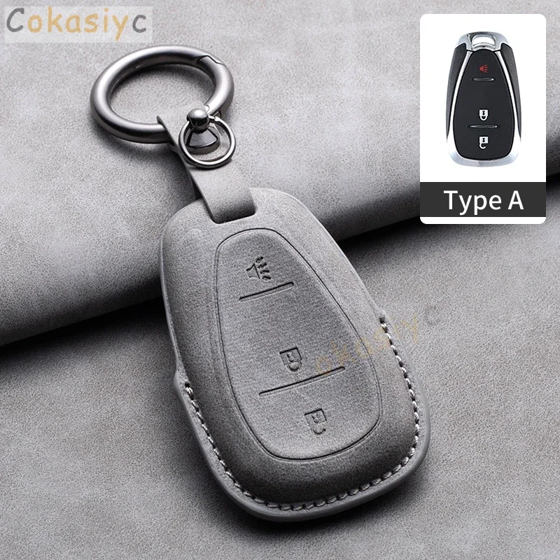 For Chevrolet Chevy Malibu Camaro Cruze Traverse Spark Equinox Sonic Volt Keychain Leather Car Key Case Cover Protective Shell