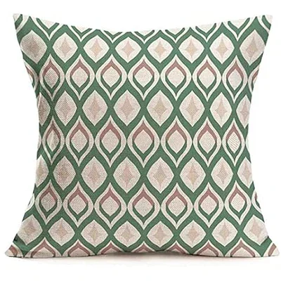 Linen Throw Pillowcase Home Green Geometric Wavy Arrow Design Home Decoration Cushion Cover Square Pillowcase 5