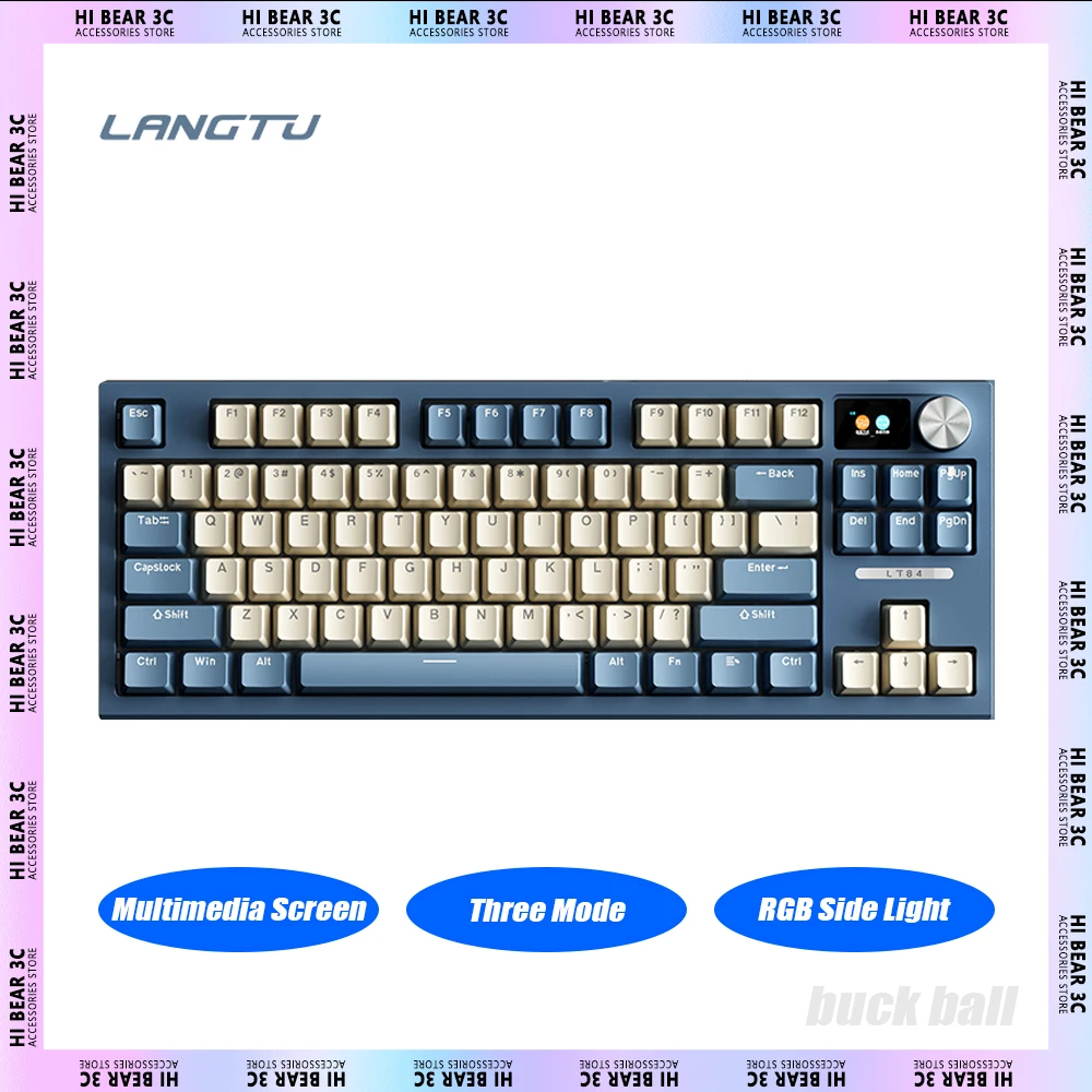LANGTULT84WirelessMechanicalKeyboardMultimediaScreenThreeMode