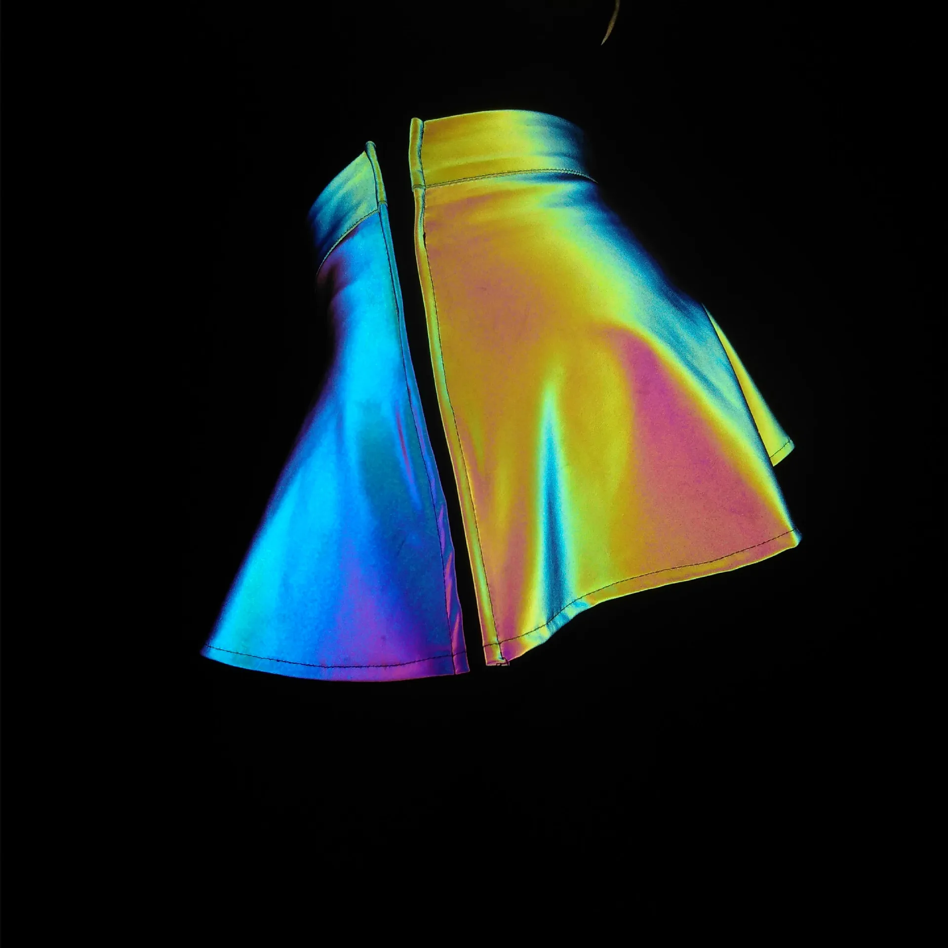 Reflective Skater Skirt Colorful Reflective Skirt Sexy Nightclub