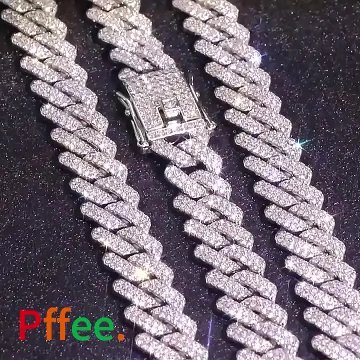 glitter Iced Out Cuban Chain 50センチ 14mm Blue/pink Cuban Link