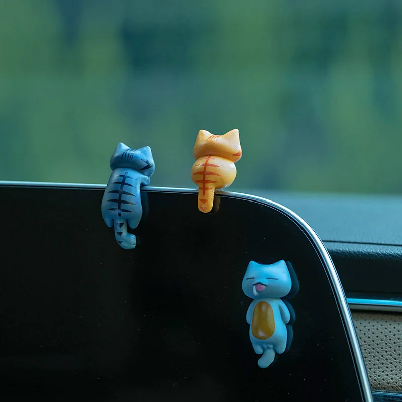 6pcs PVC Cartoon Cat Figurines for Car Dashboard, Plant Pots, and Screen Edge Decor S43384b27b25540edaa1b7bb2762225e9p