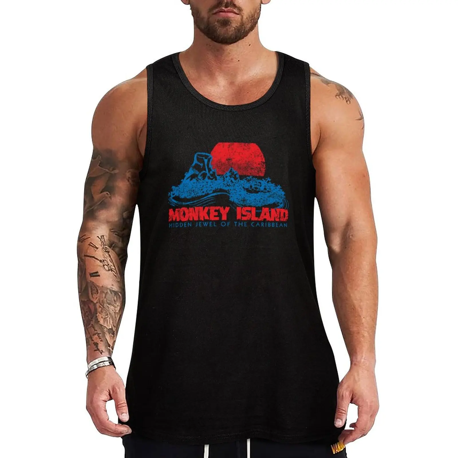 Monkey Island Tank Top T-shirt male men gym clothing bodybuilding for men men gym