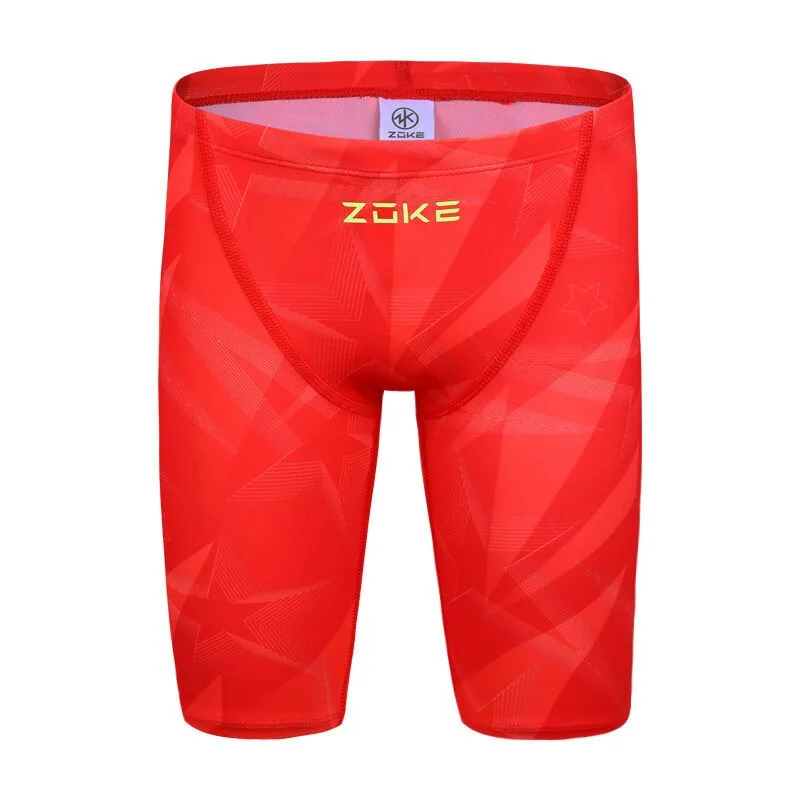 ZOKE 소년용 무릎 길이 수영복, 전문 레이싱 트레이닝 수영 팬츠, 속건성 염소 저항성 경기용 수영복