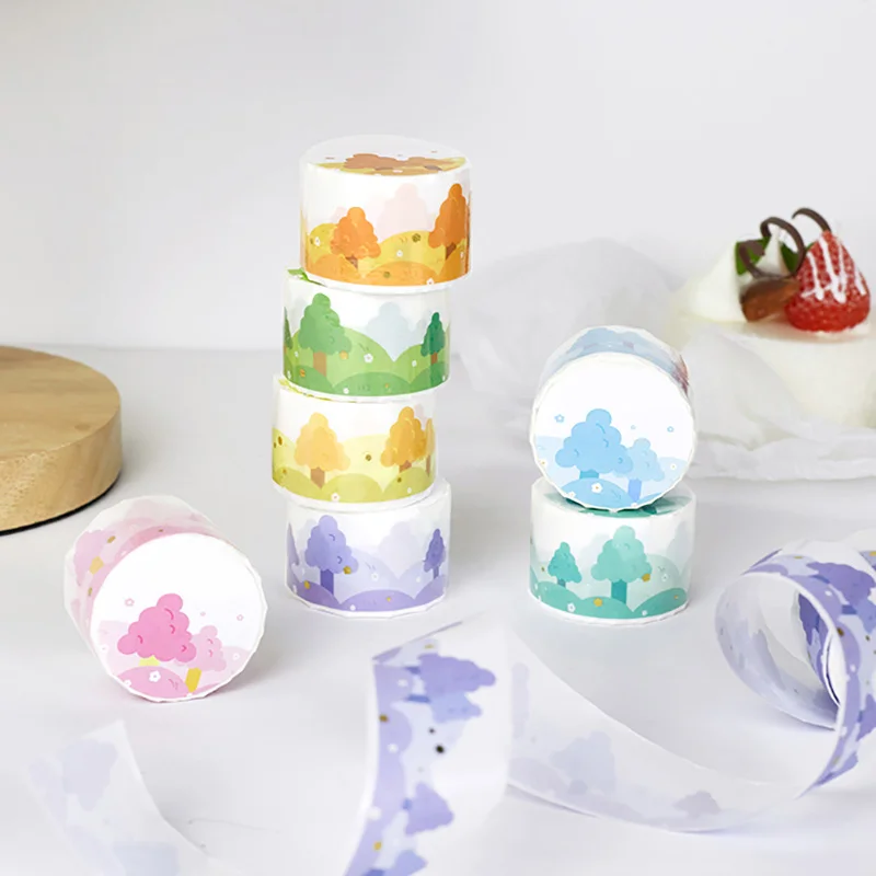 1 Roll Cute Cartoon Gold Foil Tree Shaped Washi Tape for Scrapbooking Page Decoration DIY Material Supplies Art Crafts Project 4