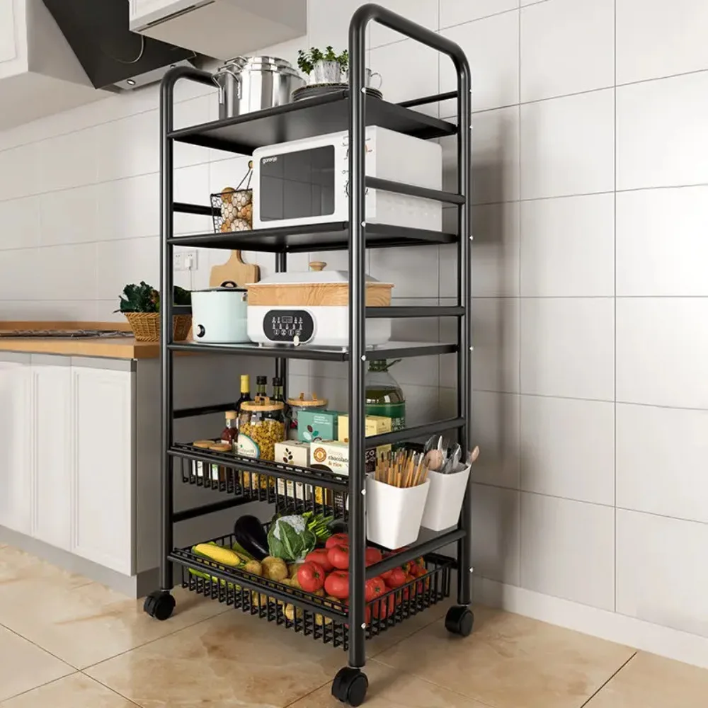 Kitchen Shelf Floor Multi-Layer Microwave Oven Shelf Domestic Storage Rack Pot Rack Vegetable Basket Trolley Storage storage rack