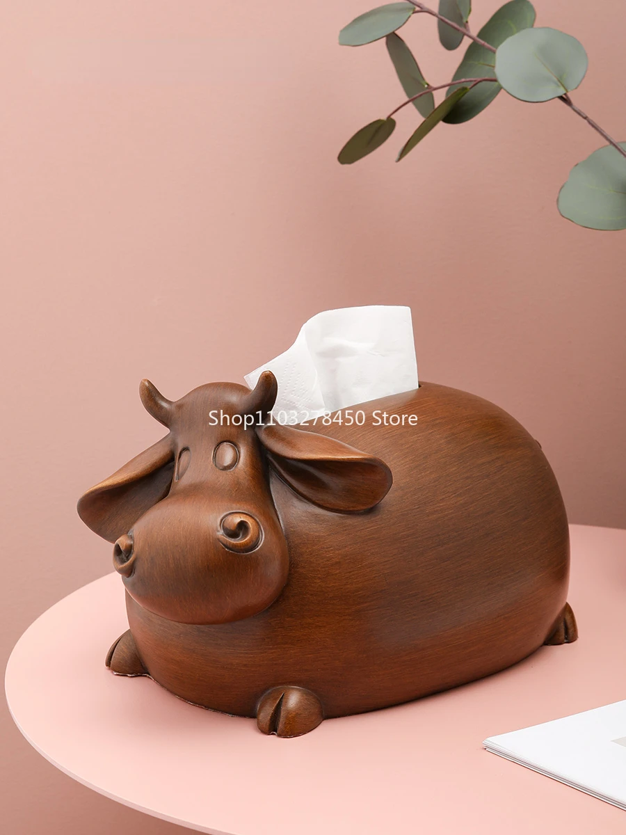 

Tissue Box Wood Texture Paper Extraction Box Living Room Coffee Table Household Paper Cow Drawer Box Decoration Home