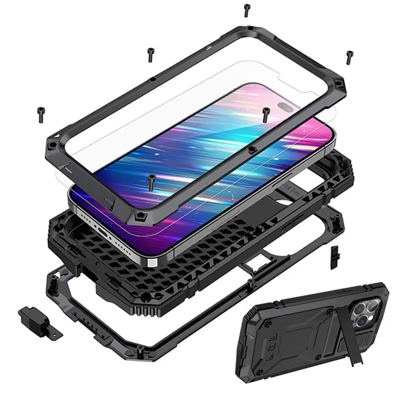 

Z-SHOW Luxury Metal 360 Armor For Iphone Apple 14 13 12 Pro Max Case Titanium Alloy Lens Protect Bracket Shockproof Cover Bag