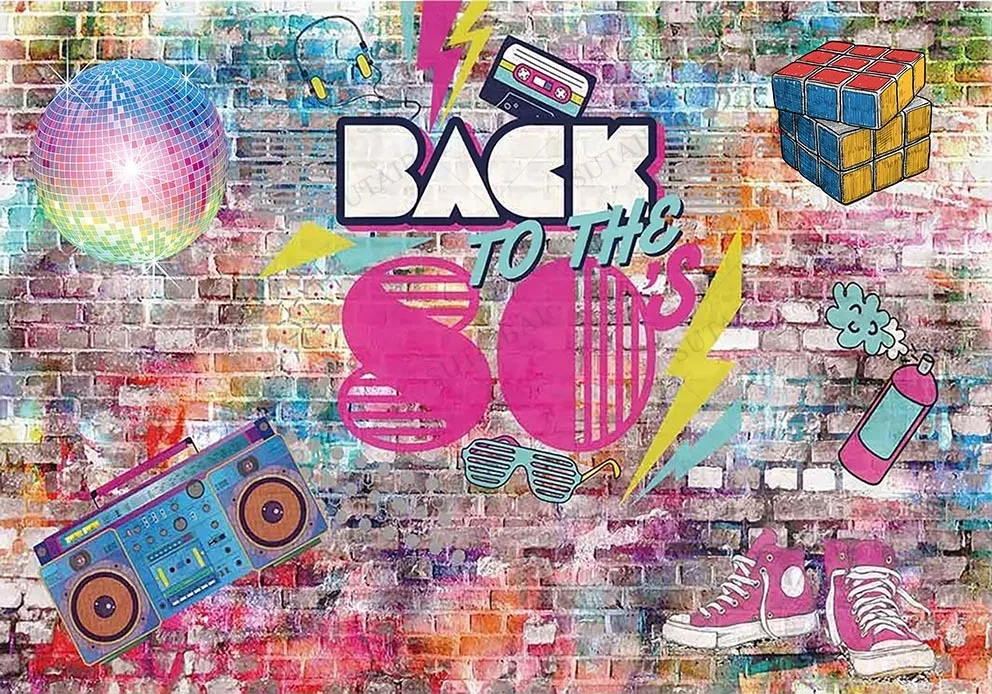 90s Party Background of Photography Hip Hop Personalize Banner Vinyl Cloth Booth Prop Adult Portrait Head Photo Pos