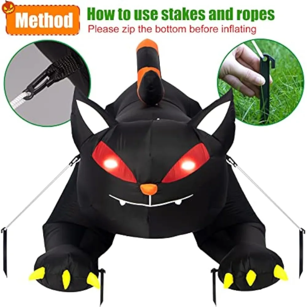 Halloween Inflatable 1.8m Black Cat Toy Shakes Head Ghost LED Lights Indoor Outdoor Yard Airblown Decoration Fun Party Display inflatable decoration toy