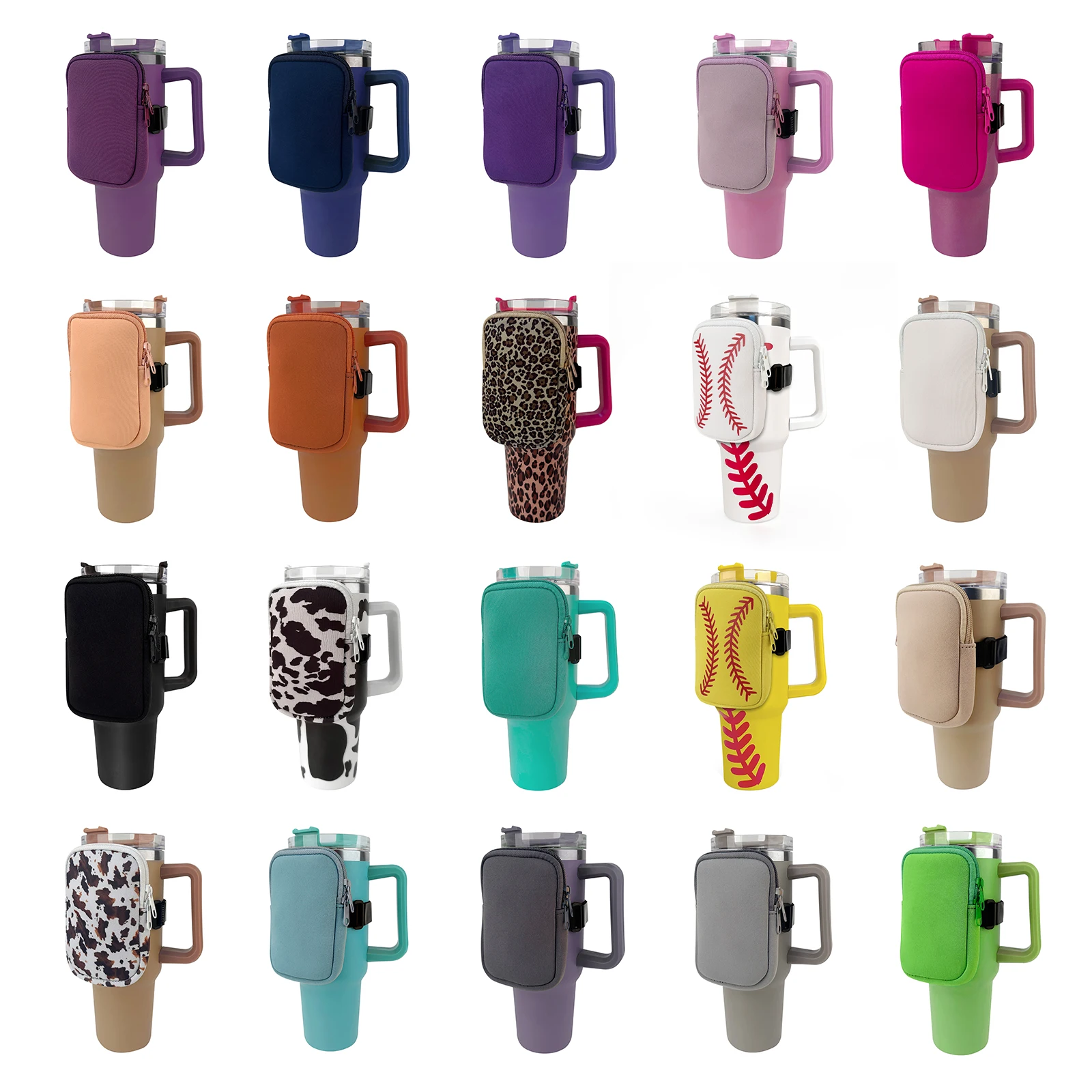 Smallneoprenepouchwaterbottlepouchpursesolidleopardfor20oz