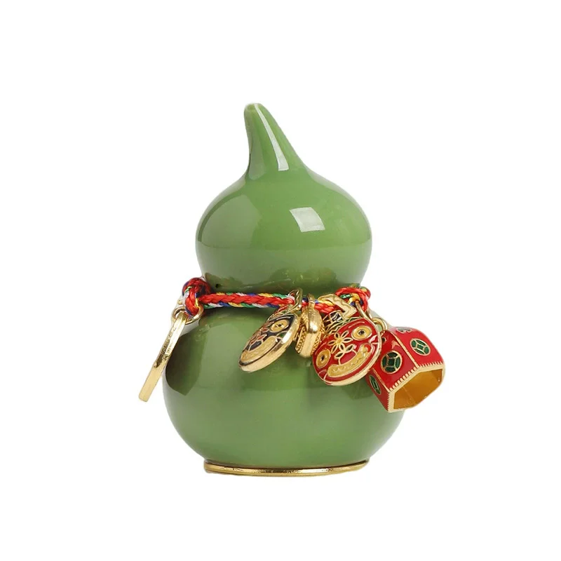 Mini Colorful Ceramic Gourd Ornament, Hulu Home Decor for Good Fortune, Wealth Luck and House Blessing, Auspicious Crafts Gift