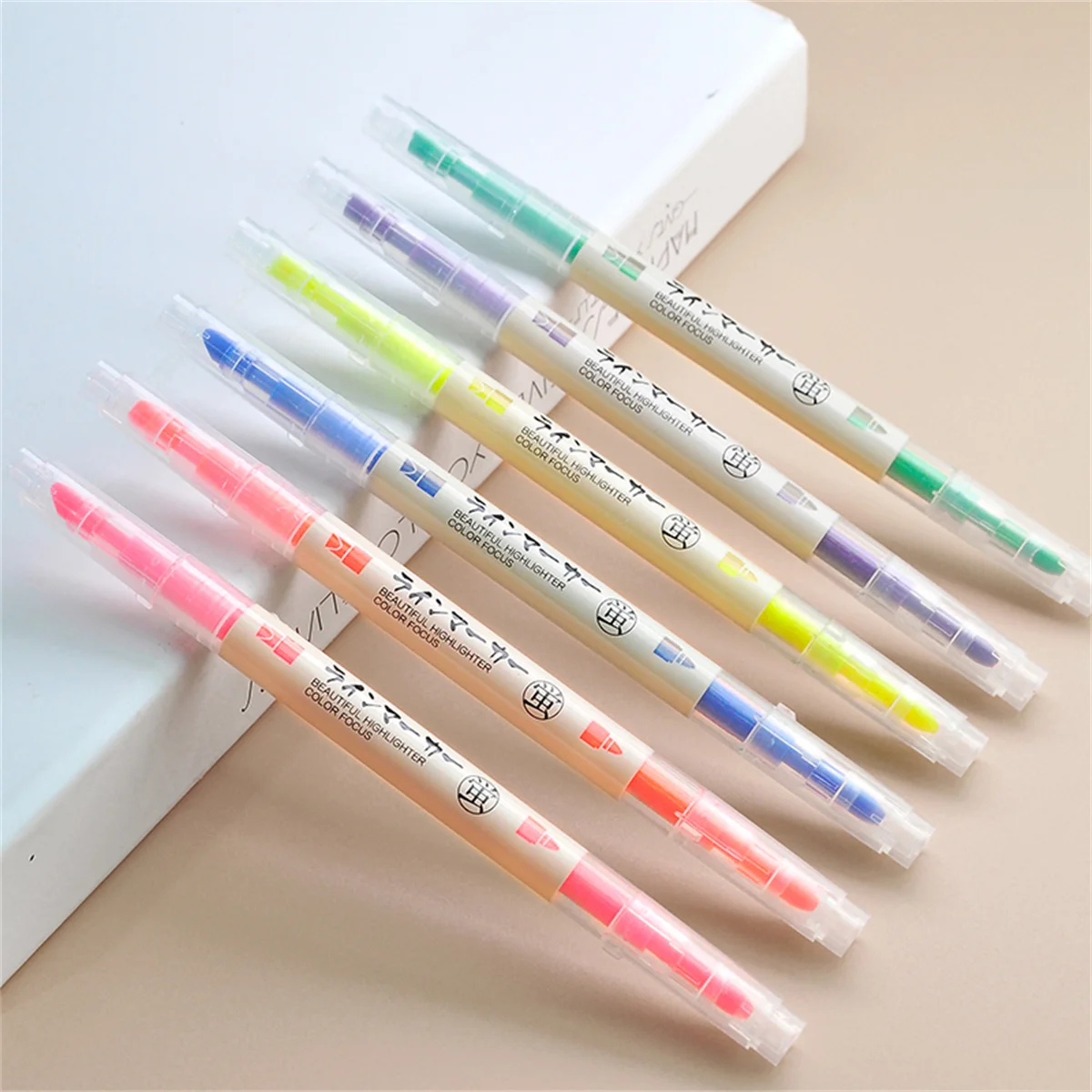 6Pcs/Set Double Head Fluorescent Highlighter Pen Markers Pastel Drawing Pen for Student School Office Supplies Cute Stationery 3