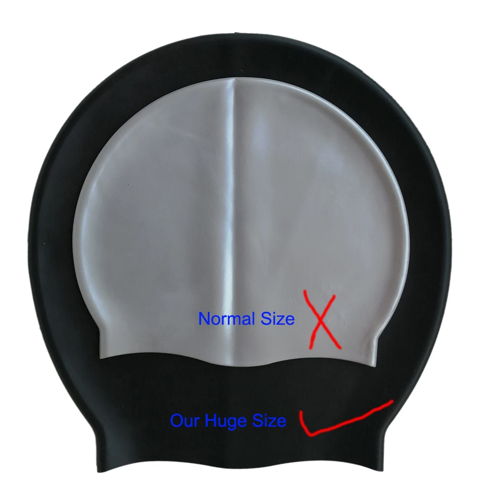 Silicone Extra Large Swimming Cap for Long Hair Braid Waterproof Women Men Ladies African Over Size Huge 4