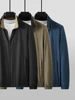Fall Winter Men's High-end business reversible knitted wool basic autumn zipper stand up collar casual wool jacket 3