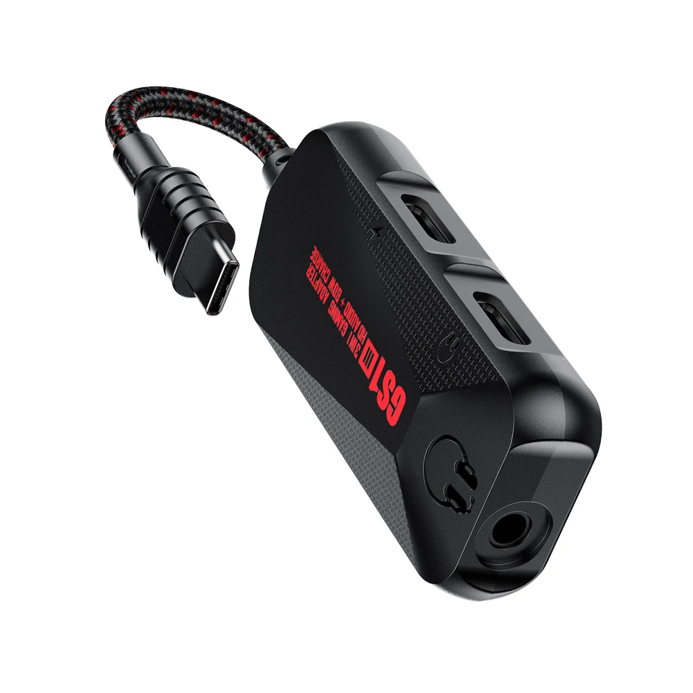 3-in-1 게임용 사운드 카드 Type-C  3.5mm 전화 사운드 카드 어댑터 60W 나일론 휴대용 24Bit 96Hz 고해상도 액세서리