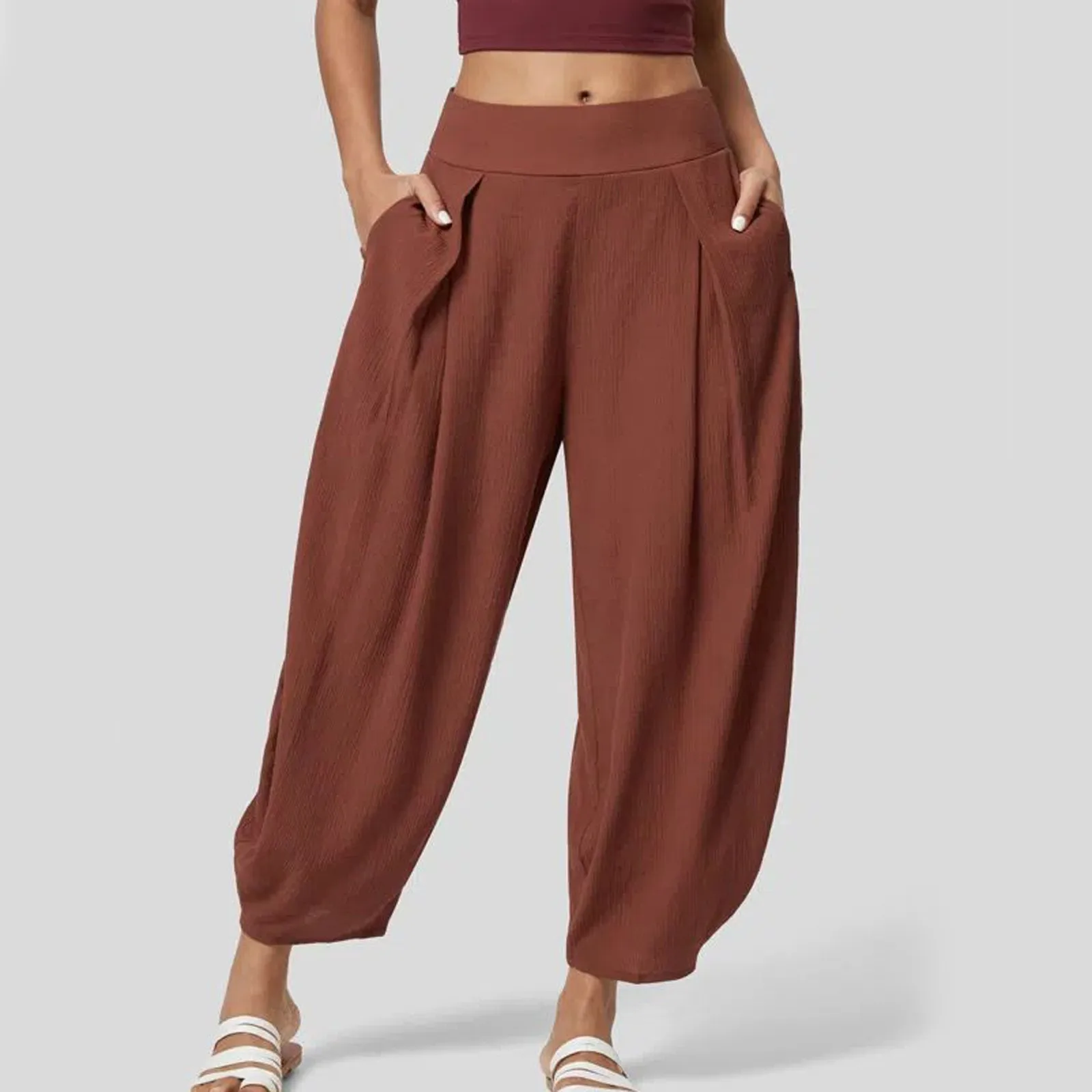 

Women'S High Waist Trousers Casual Beach Long Pant Solid Color Wide Leg Pants Yoga Pants Pants Spring Summer Lady High Waist