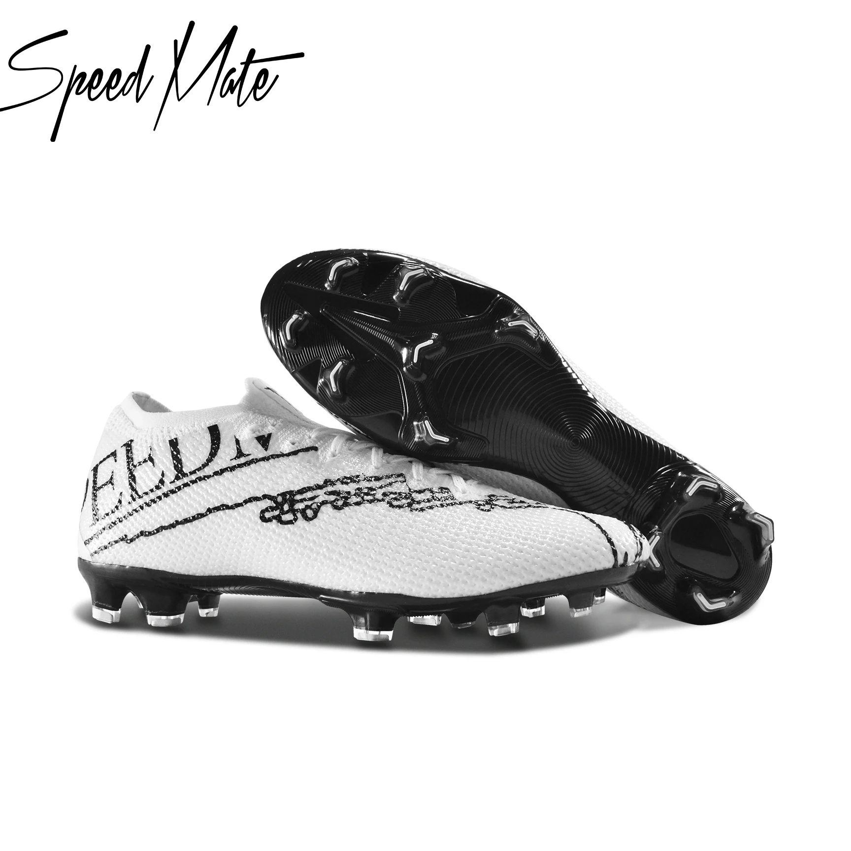 Drop Shipping Men Football Boots High Ankle Waterproof Soccer Shoes Outdoor Sport Flywire