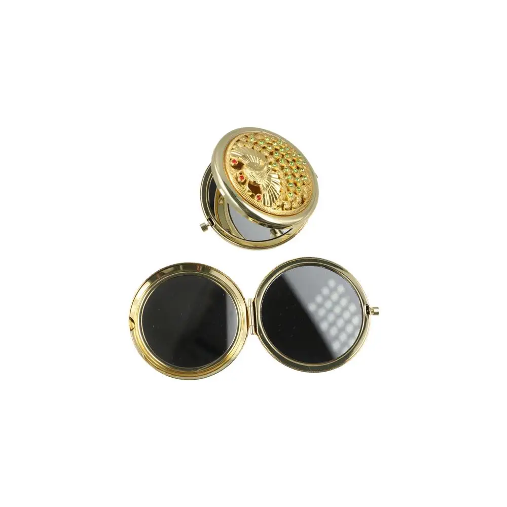 Makeup Mirror Metal Exquisite Mirror Gliter Crystal Portable Mirror Double-sided Decorative Pocket Mirror Women