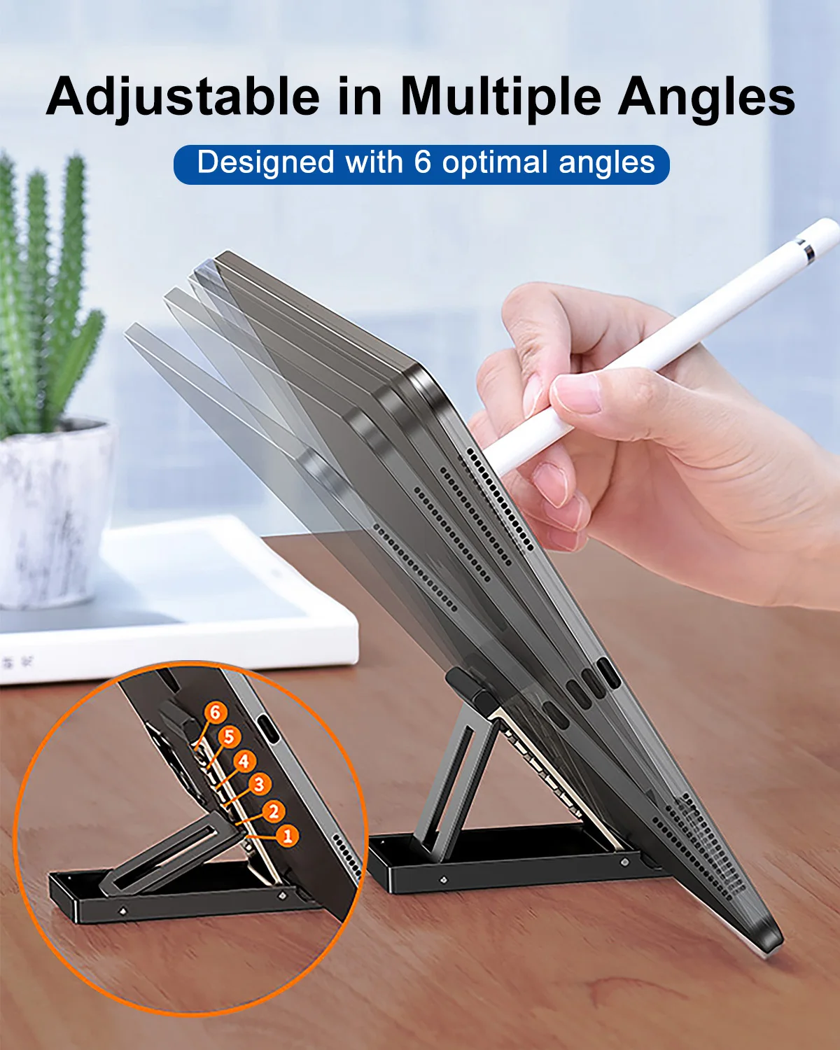 Eary Foldable Phone Stand for Desk Portable Phone Holder Multi-Angle Adjustable Compatible with Tablet iPad Mini iPhone Samsung