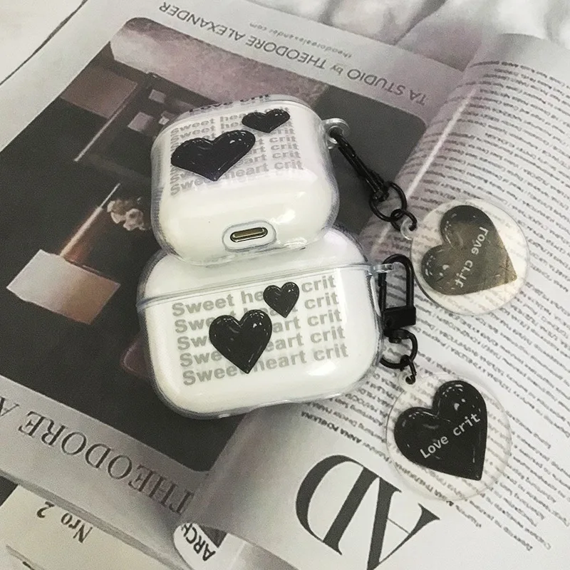 Custodia Airpods Pro Bluetooth Iphone Pod Apple 3Rd Headphones 1 2 3 Cover Cute Housing Portachiavi Simplicity Loving Heart Soft 2023