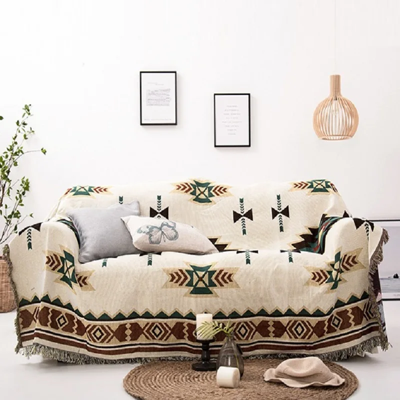 Geometric Knitted Sofa Throw Blanket Boho Knit Chair Couch Cover Towel Carpet Soft Plaid Bed Tapestry Bedspread | Дом и сад