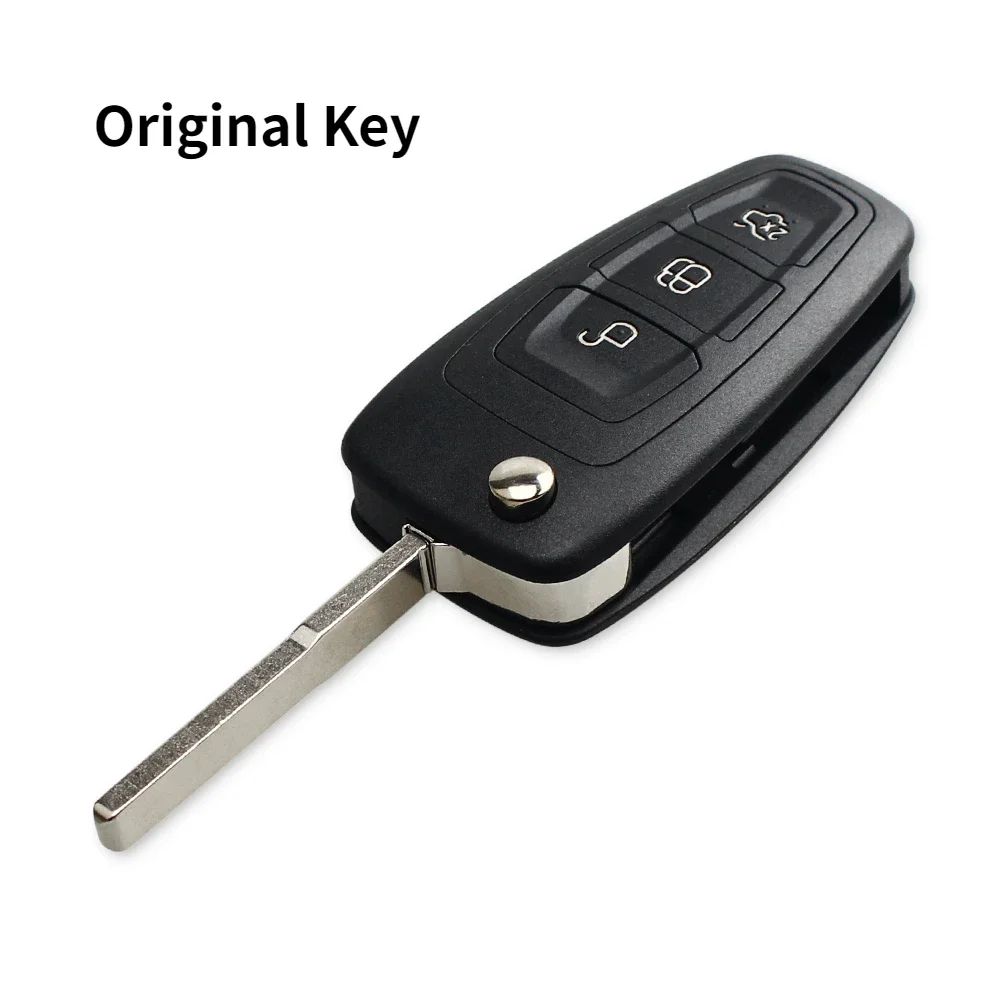 Enhanced Flip Folding Car Key Shell Case with 3 Buttons - Compatible with Select Ford Models