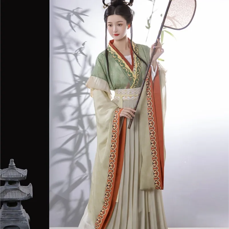 

2023 Original Hanfu Dress Women's Jin Southern And Northern Dynasty Restoration Large-sleeved Waist-length Ancient Costume