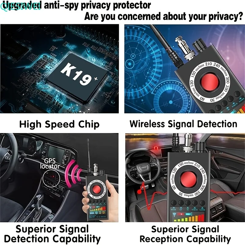 K19+ Hidden Anti Eavesdropping Camera Detector RF Wireless GSM Signal Wiretapping GPS Tracker Spy Cam Detector Bug Finder
