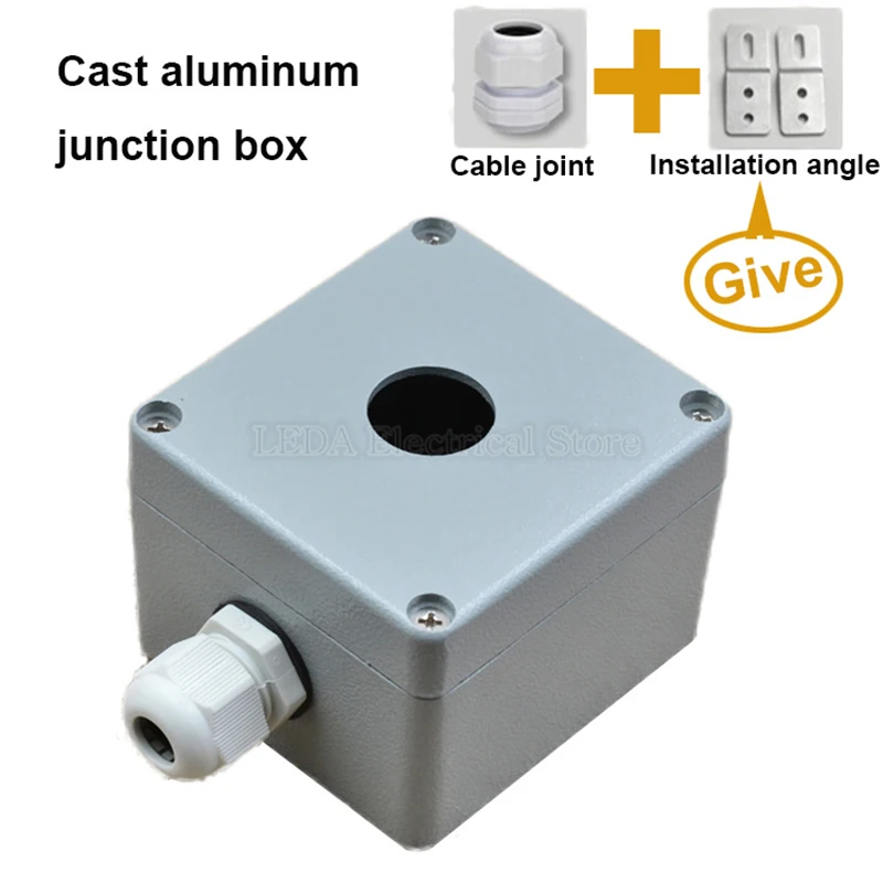 

1Pcs 1Hole Button Box Metal Cast Aluminum Button Box 80mmX76mmX60mm Power Box Terminal Box Button Switch WaterProof Box