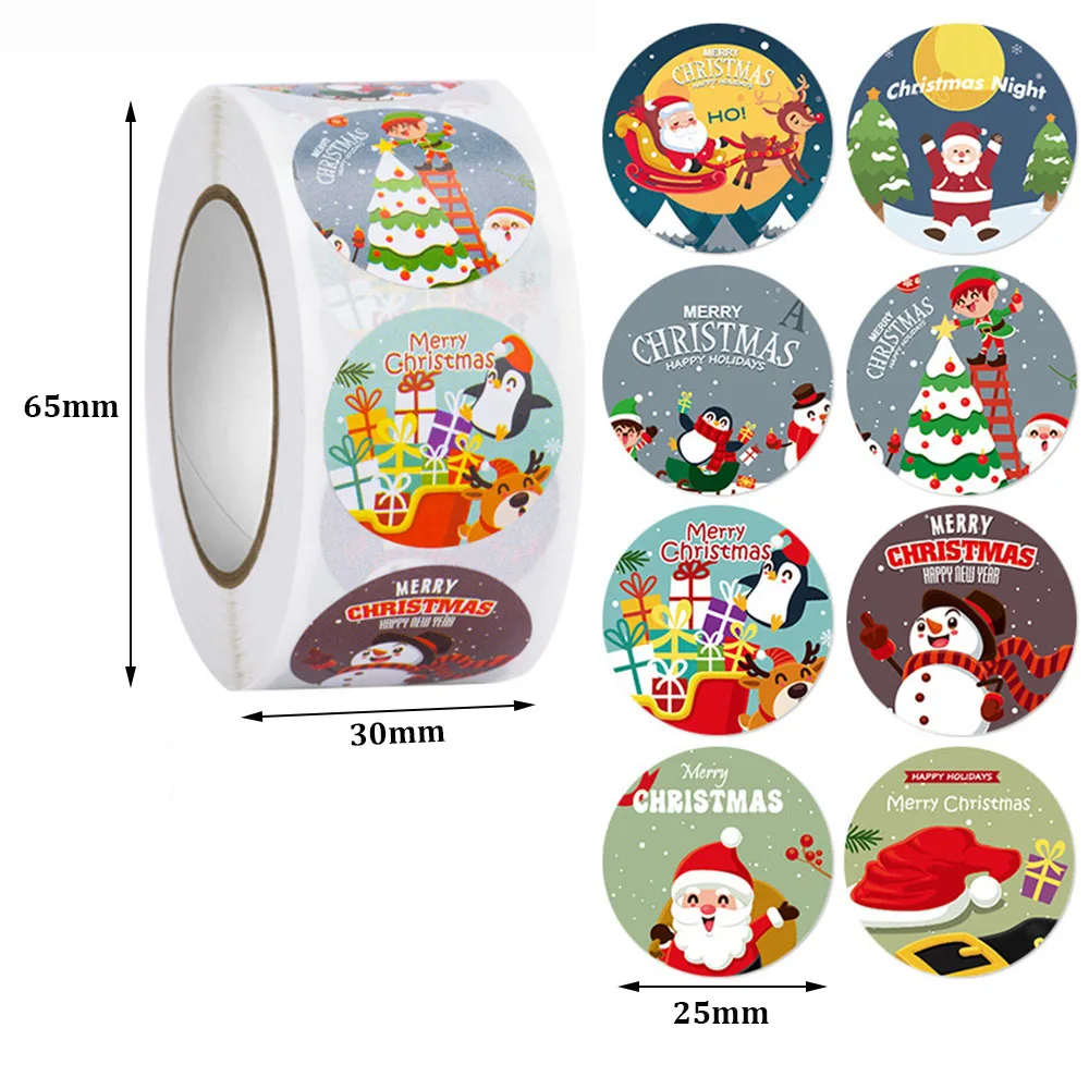 Decorative Stickers Self Adhesive Stickers Adhesive Stickers Decorative Labels Stickers Gift Box Stickers 500Pcs/Roll Christmas Sticker Labels 1 Inch Round Merry Xmas Decorative Envelope Seals Stickers for DIY Cards Gift Boxes Tags