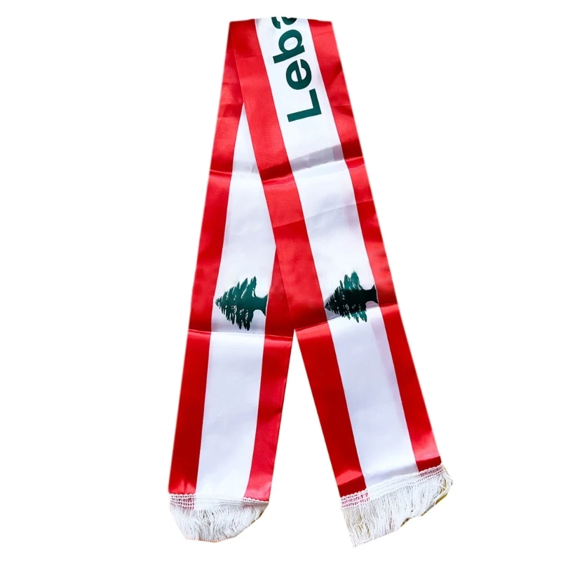 Double Sided Lebanon Flags Sash Scarf for Wedding Celebration Neck Accessories Lebanon National Flags Scarf for Holiday 2