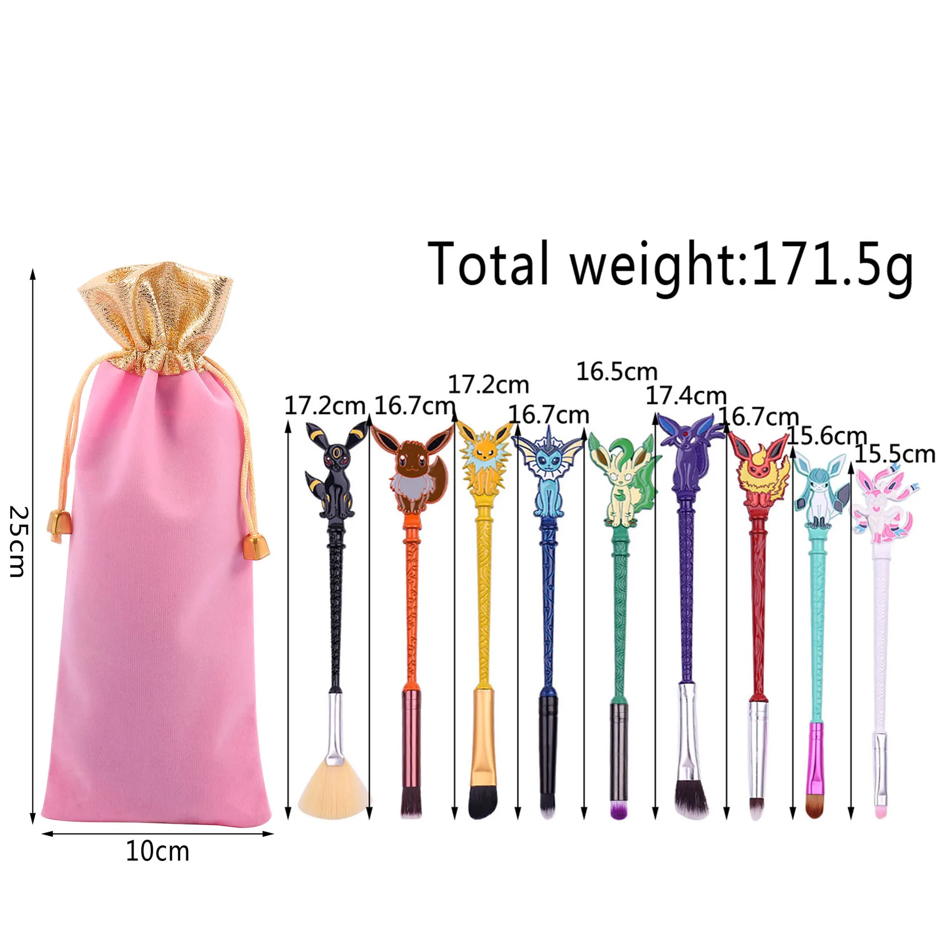 

9Pcs/Set Pokemon Anime Makeup Brushes Set Cute Animal Metal Makeup Brush Cosmetics Foundation Blush Make Up Brush Beauty Tool