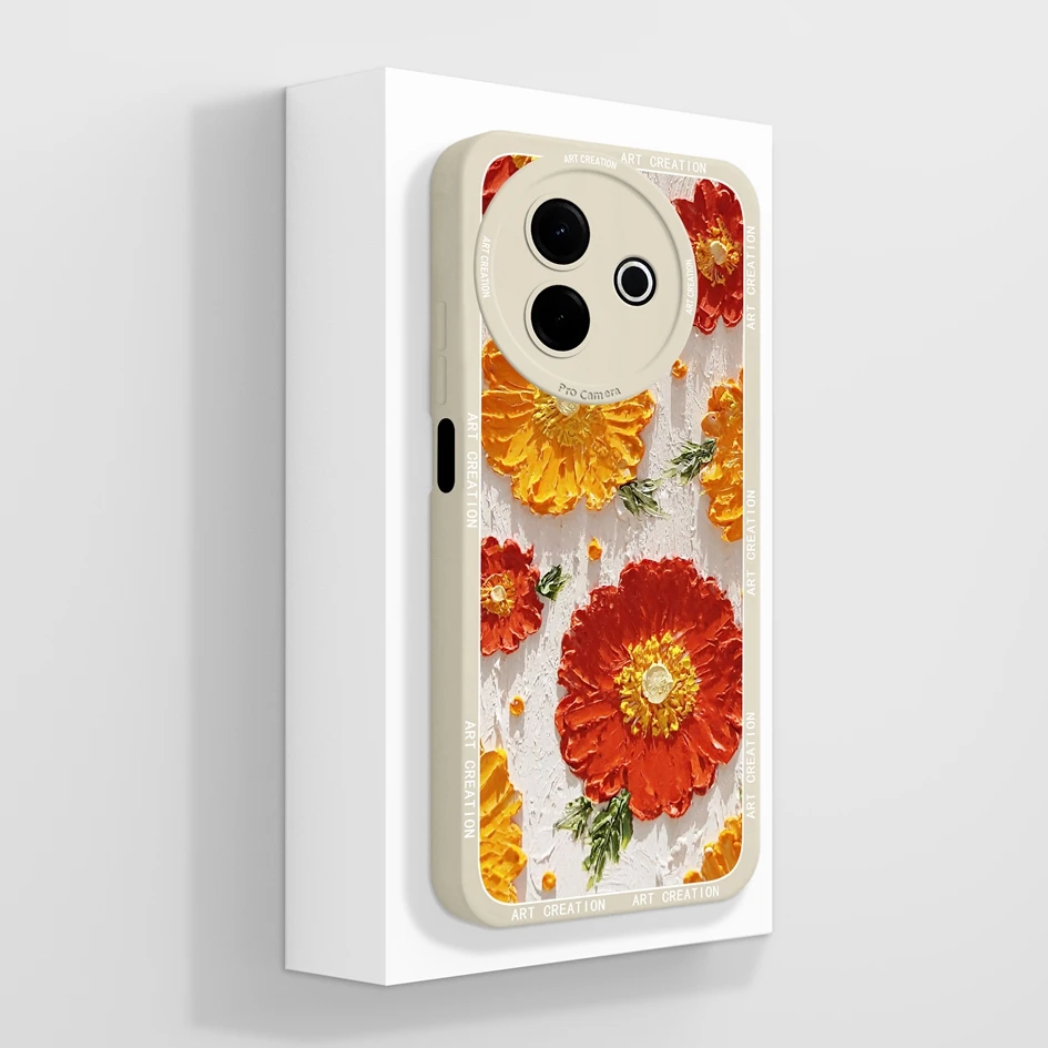 Beautiful Flower & Lazy Kitten Pattern Soft Silicone Anti-Slip Phone Case