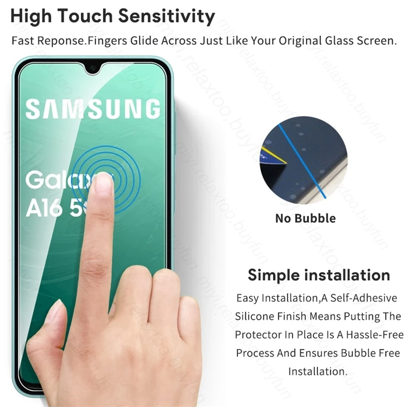 5Pcs Protective Glass Case for Samsung Galaxy A16 5G Tempered Glass Screen Protector on SamsungA16 Sumsung A 16 16A 4G/5G 2024 4