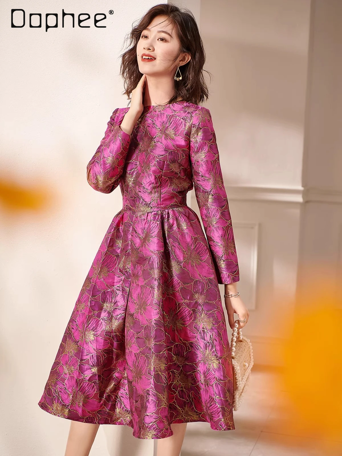 green emerald velvet dress I.H.F Metallic Jacquard and Silk Taffeta Pink Gown