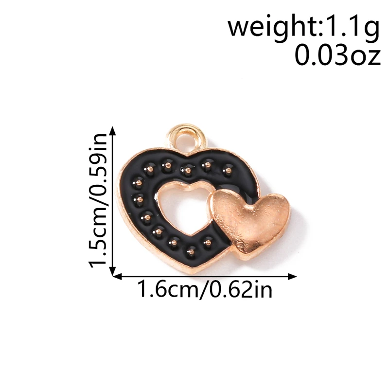 20 Stück niedliche bunte Emaille-Liebesherz-Anhänger für die Schmuckherstellung, Ohrringe, Halsketten, Armbänder, DIY-Bastelzubehör – Detail 7