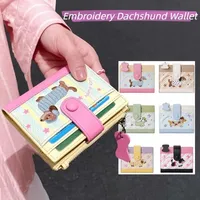 Korean Style Embroidery Sausage Dog Wallet Purse Ultra Thin Card Bag Multi-function Short Clutch PU Leather Card Holder - Image 3