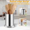 2Pcs Chopstick Holder Stainless Steel Utensil Container Large Capacity Kitchen Utensil Holder with Draining Holes Rustproof 5