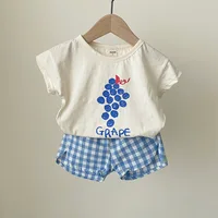 Ensemble pyjama en coton pour bébé, sans manches, vêtements de nuit pour bébé, dessin animé, vêtements de maison, été 6