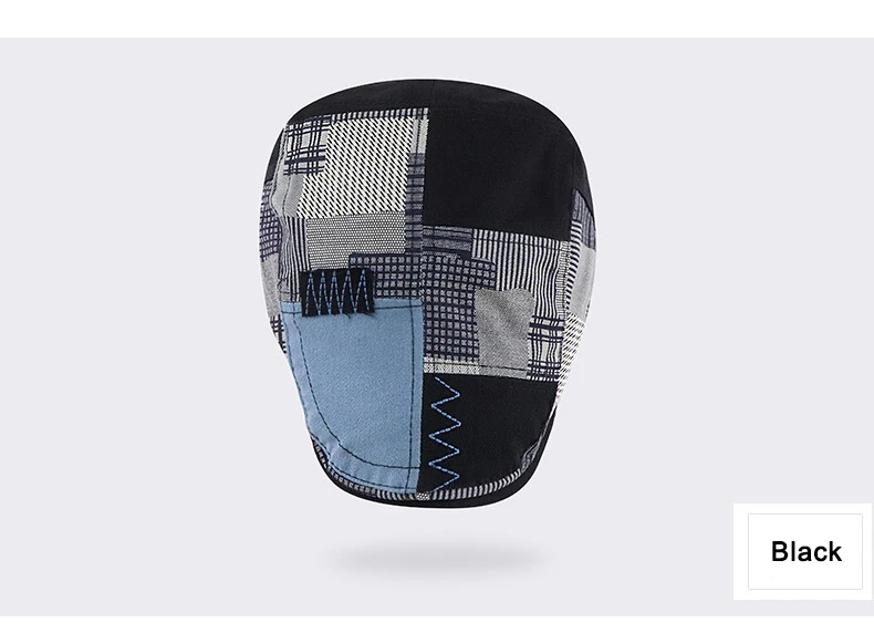 Designer Baskenmütze Hut Männer Retro Zeitungsjunge Mütze Patchwork Plaid Fischgräten Flache Schirmmütze Frauen Fahren Cabbie Gatsby Hut Casquette – Detail 4