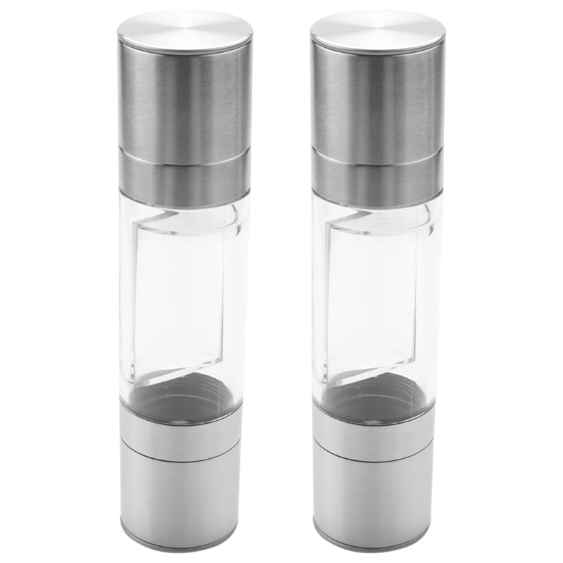 2X Stainless Steel Salt And Pepper Grinder 2 In 1 Manual Salt & Pepper