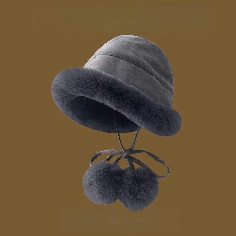 Women's New Winter Hat with Plush Fisherman Hat for Warmth, Windproof and Ear Protection,  Suitable  for  Outdoor  Play