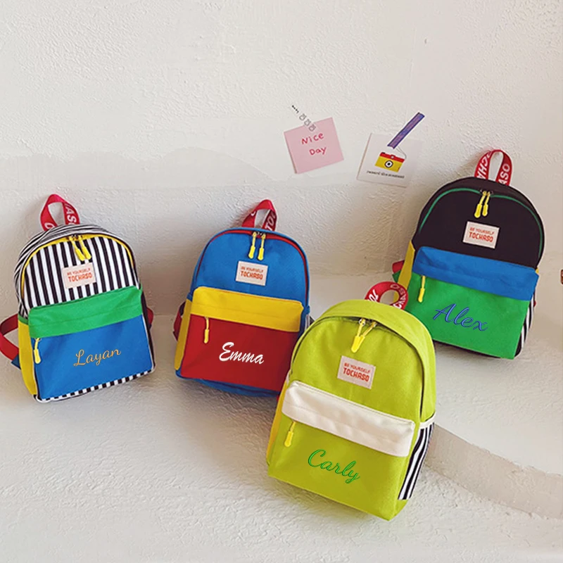 Zaino Casual alla Moda con Ricamo Personalizzato, Nuovo Modello, Design Color Block Dopamina, Cartone Animato Carino - immagine 4